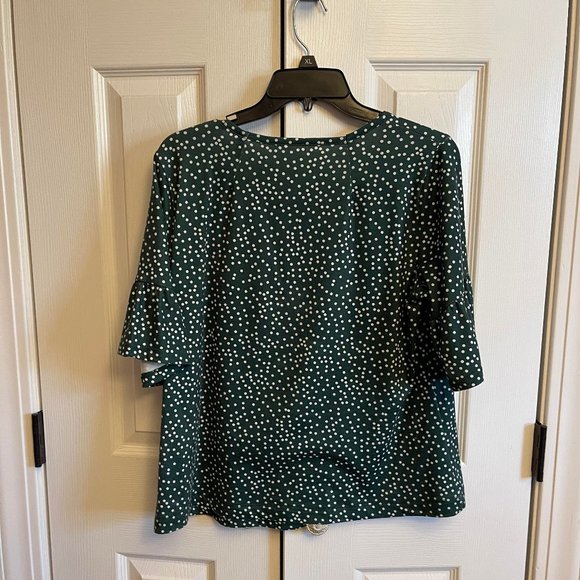 Tickled Teal - Brooklyn Flare Sleeve Top - Green Dot - Picture 5 of 6